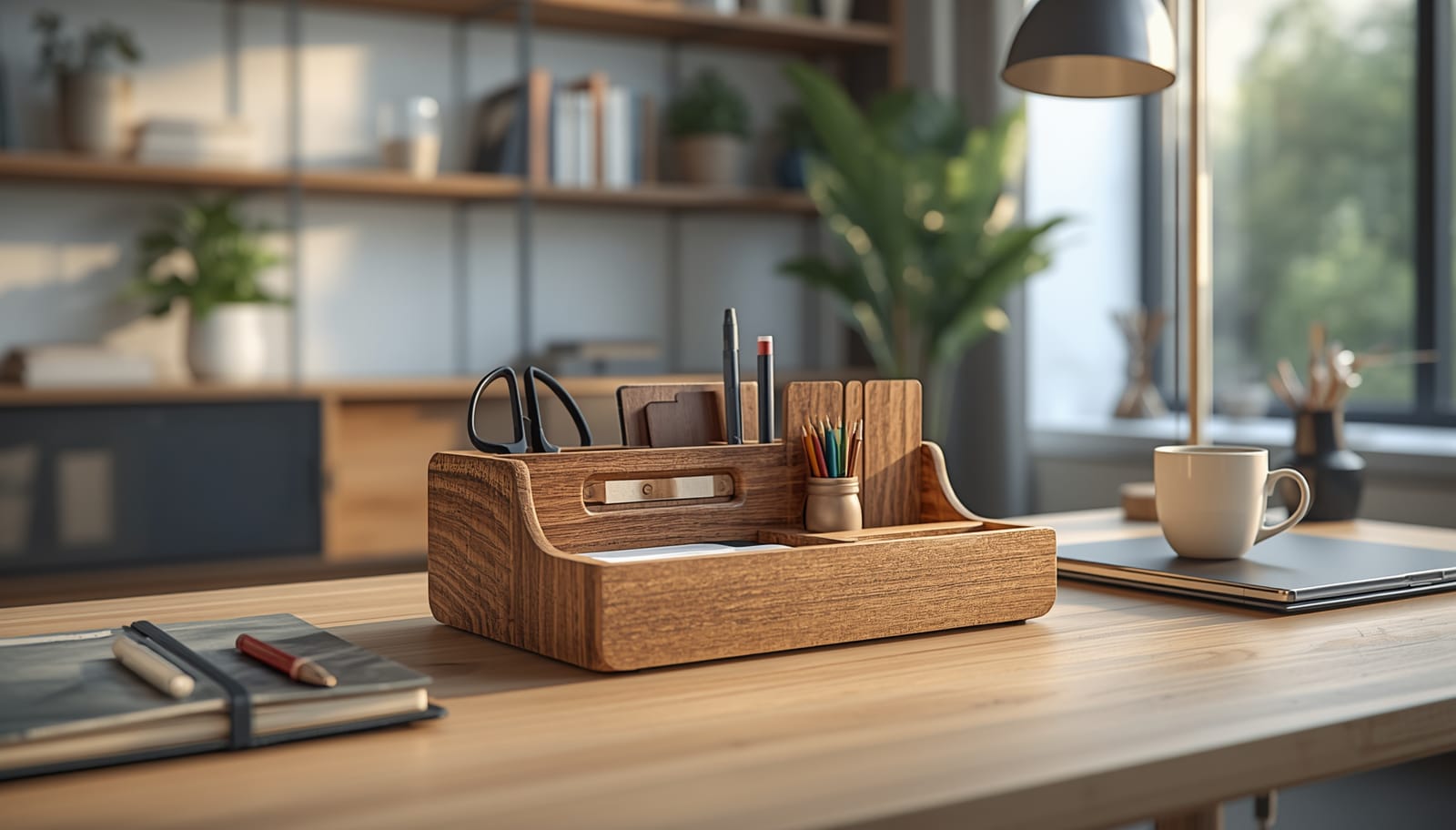 Handcrafted Wooden Desk Organizer — Keep Your Workspace Beautiful