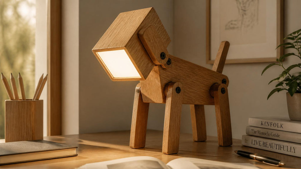 Handcrafted Wooden Study Lamp – Warm Glow & Artisan Design for Your Desk