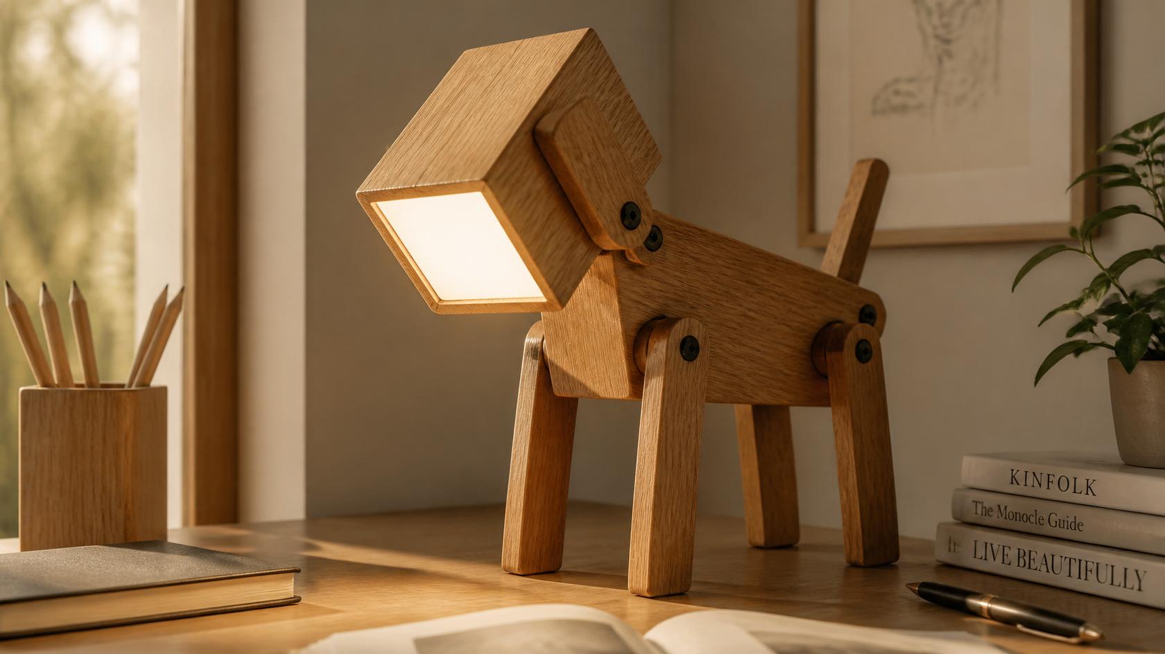 Handcrafted Wooden Study Lamp – Warm Glow & Artisan Design for Your Desk