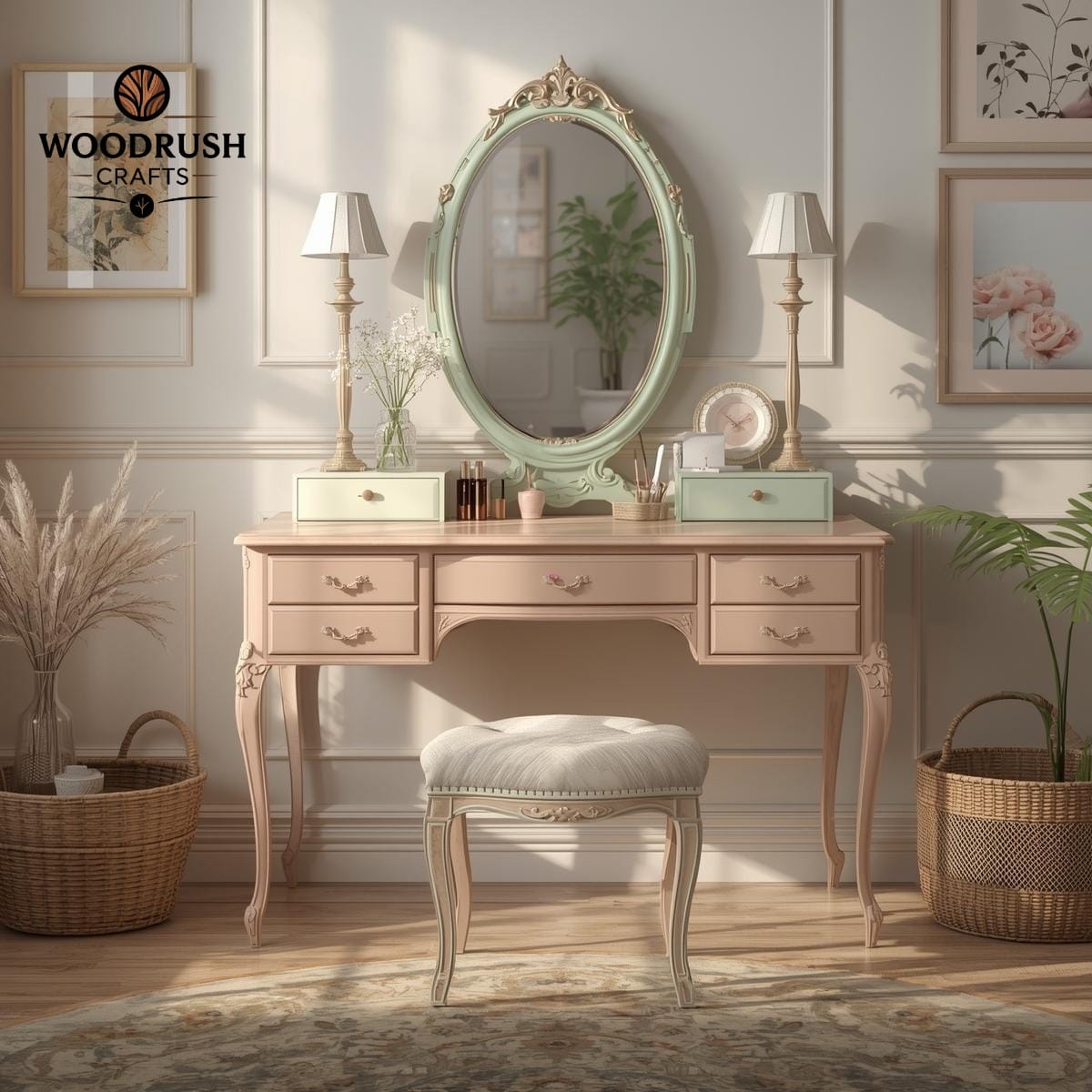 Handcrafted Simple Wooden Dressing Table – Timeless Natural Elegance
