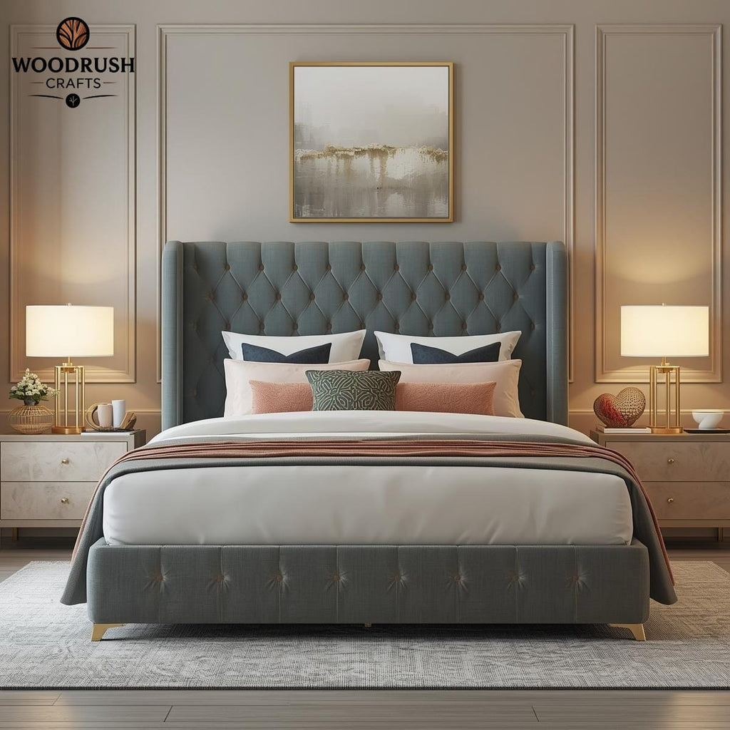 Handcrafted Upholstered Bed – Luxurious Poshish Finish for a Dream Bedroom