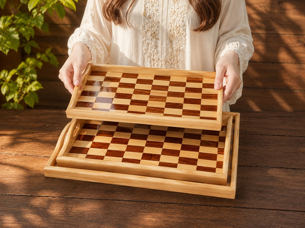 Two-Tone Wooden Serving Tray | Kail & Sheesham Wood