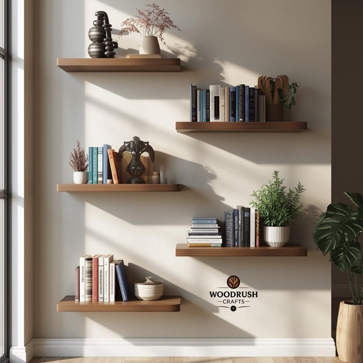 Handcrafted Wall Book Shelf with Decoration Piece Holder — Style Meets Storage