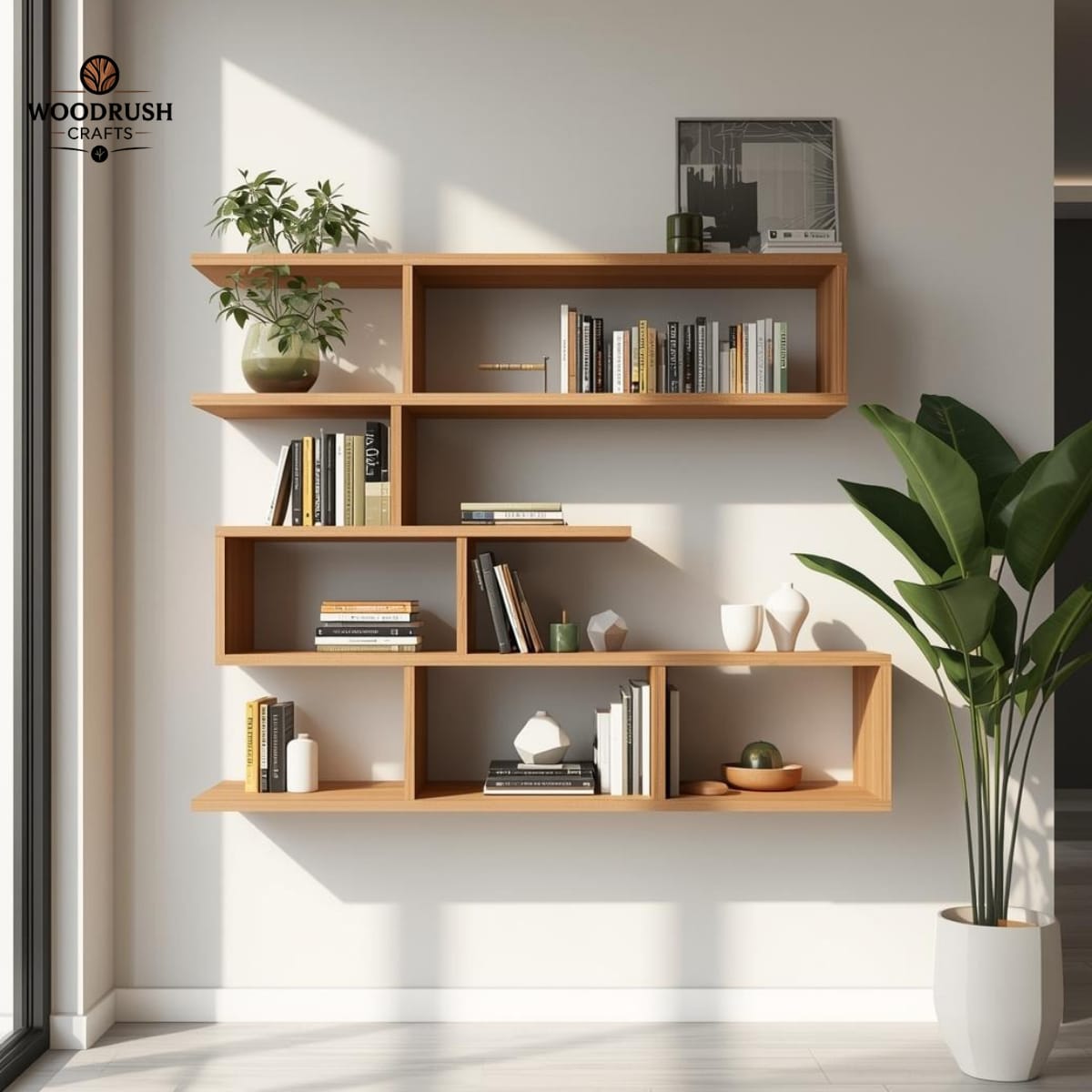 Handcrafted Wall Book Shelf with Decoration Piece Holder — Style Meets Storage