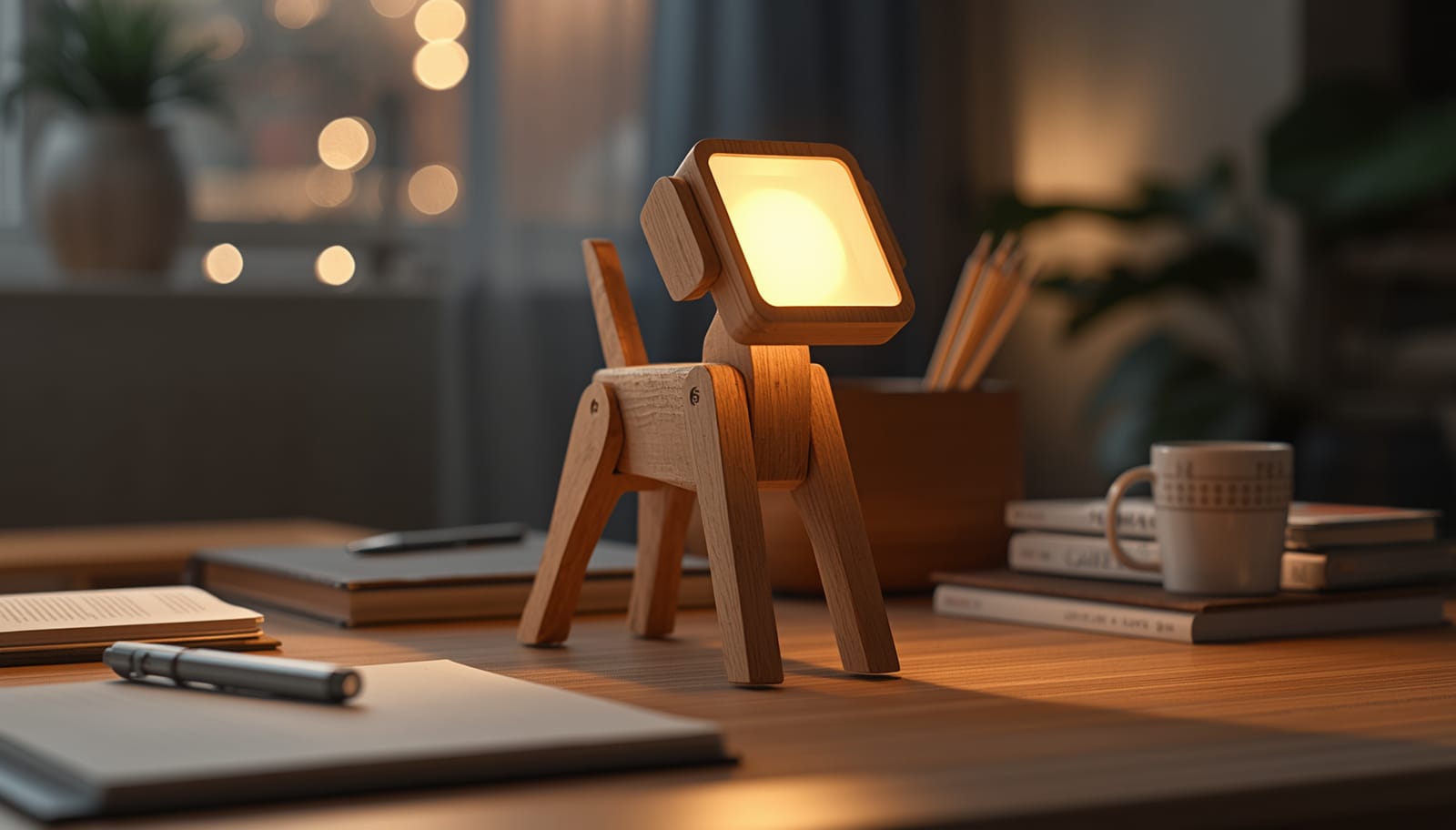 Handcrafted Wooden Study Lamp – Warm Glow & Artisan Design for Your Desk