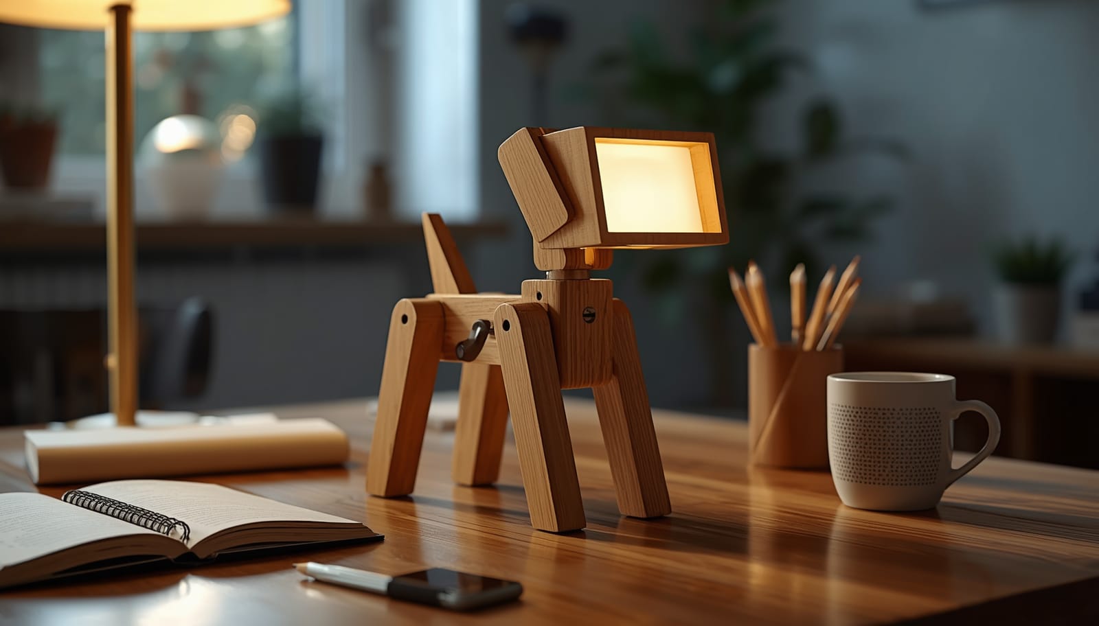 Handcrafted Wooden Study Lamp – Warm Glow & Artisan Design for Your Desk