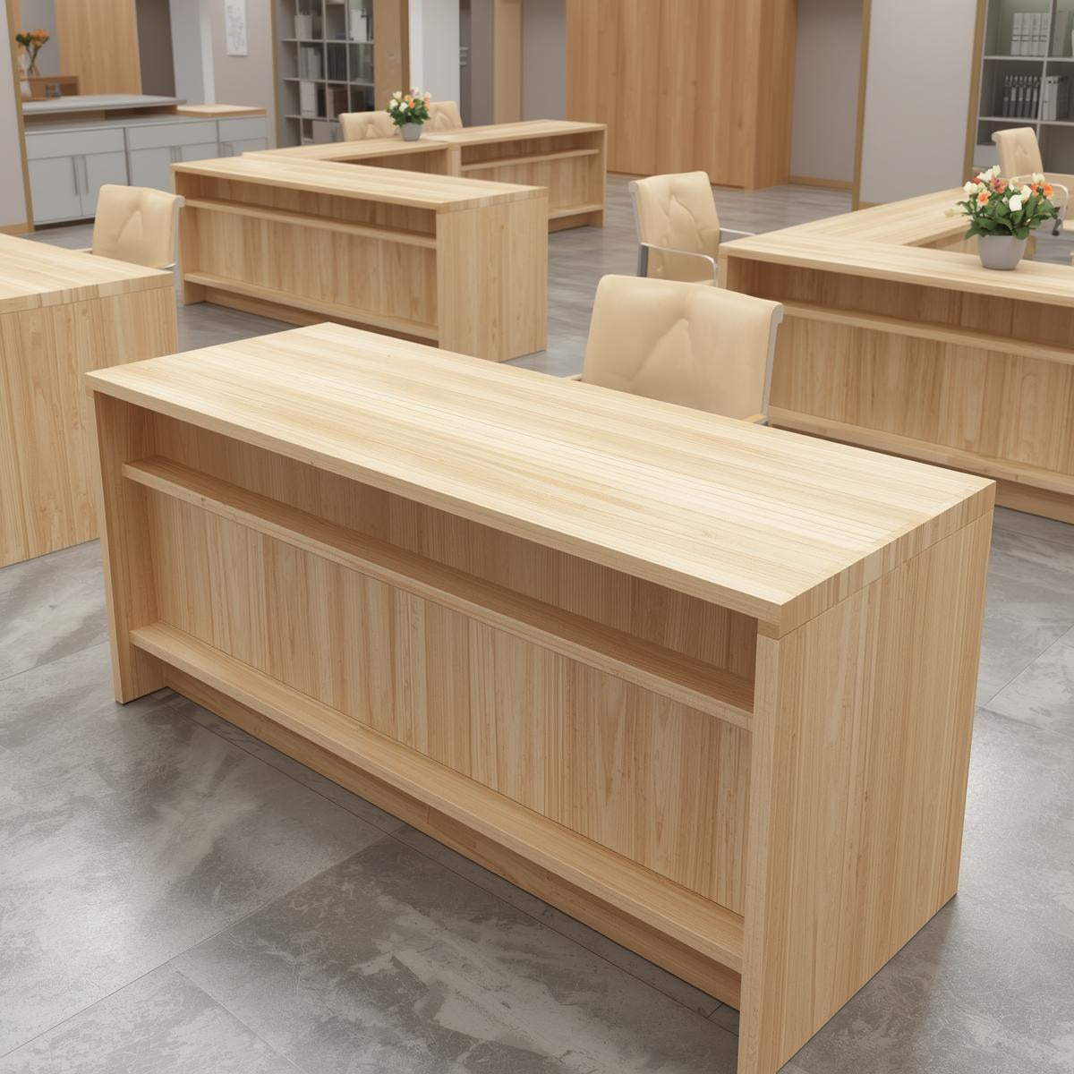 Modern Office Counter — High Gloss Laminated Finish | Sleek, Durable & Professional