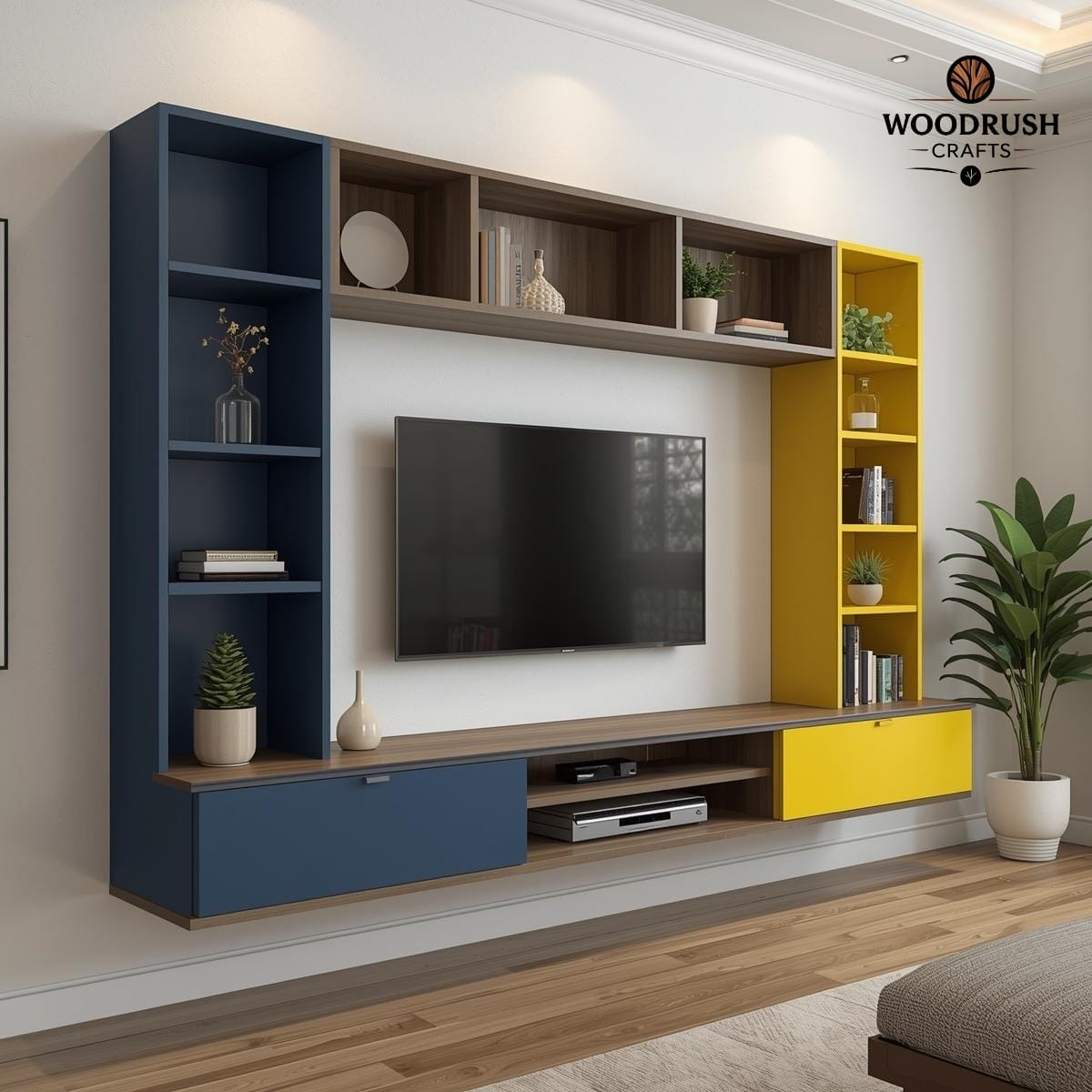 Handcrafted Wooden LCD Rack — Elegant Home Entertainment Stand
