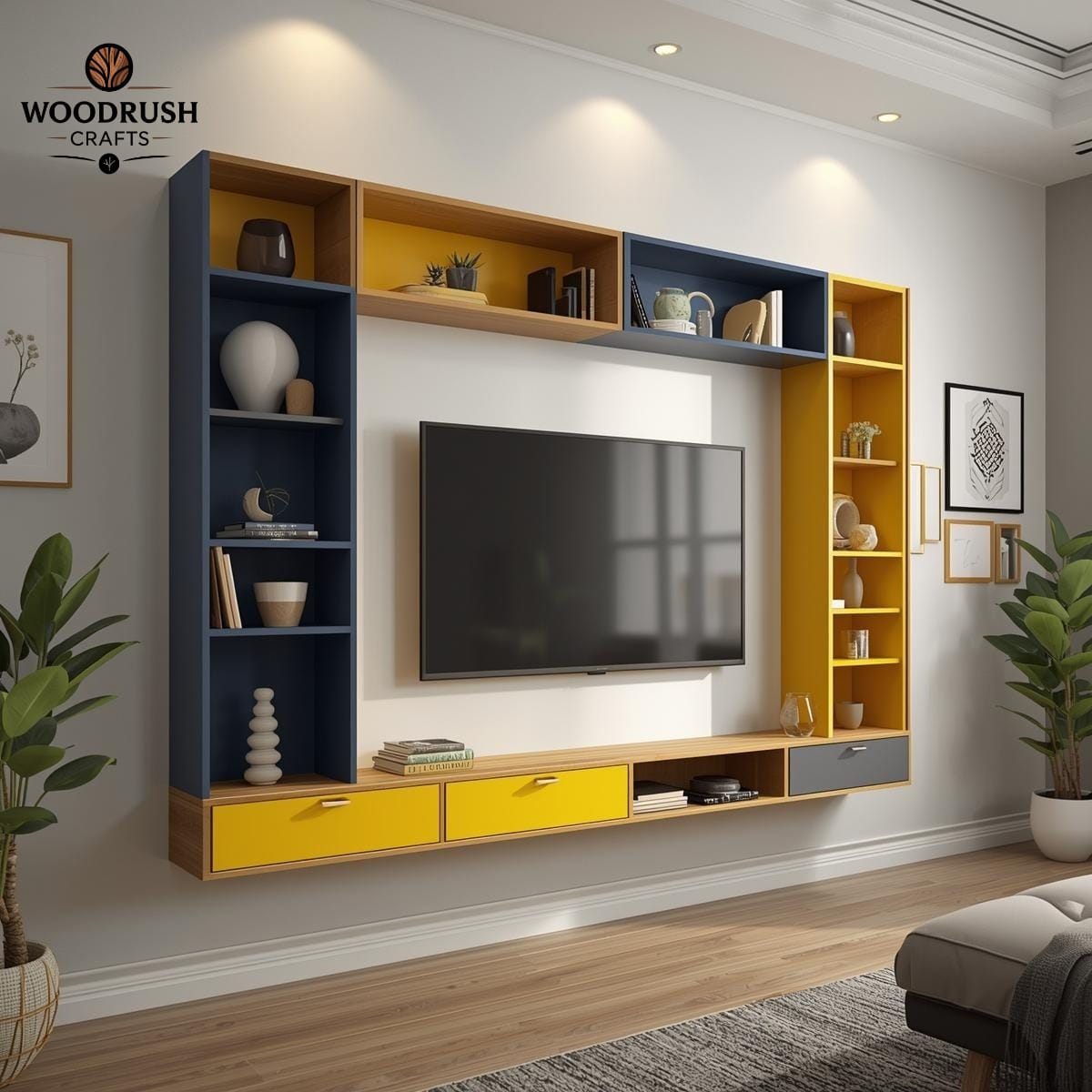 Handcrafted Wooden LCD Rack — Elegant Home Entertainment Stand