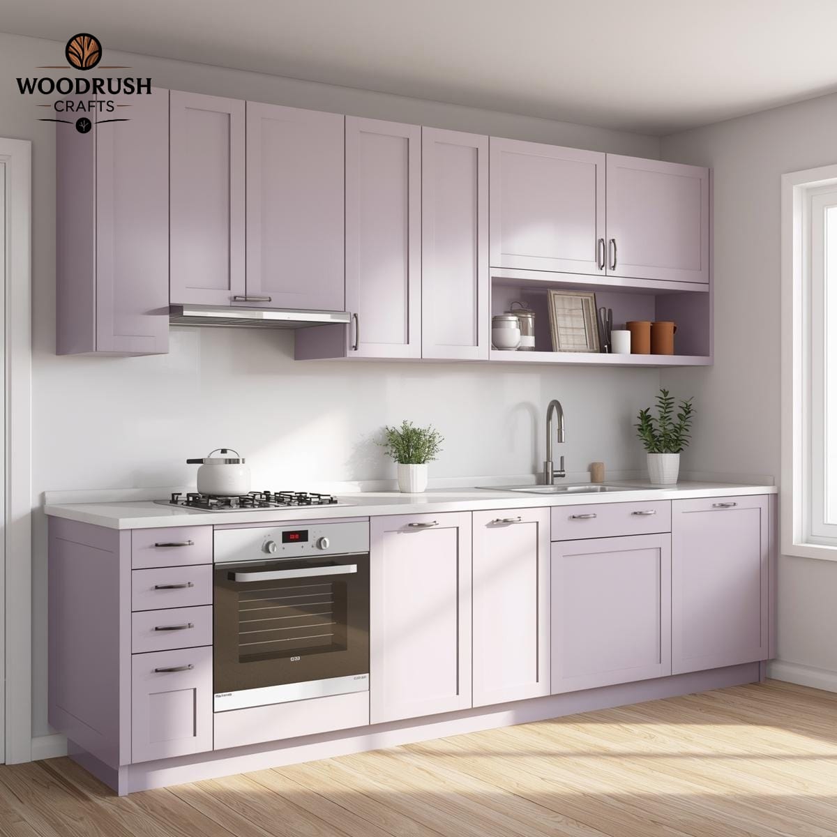 Handcrafted Wooden Kitchen Set – Light Purple & White with Built-In Accessories