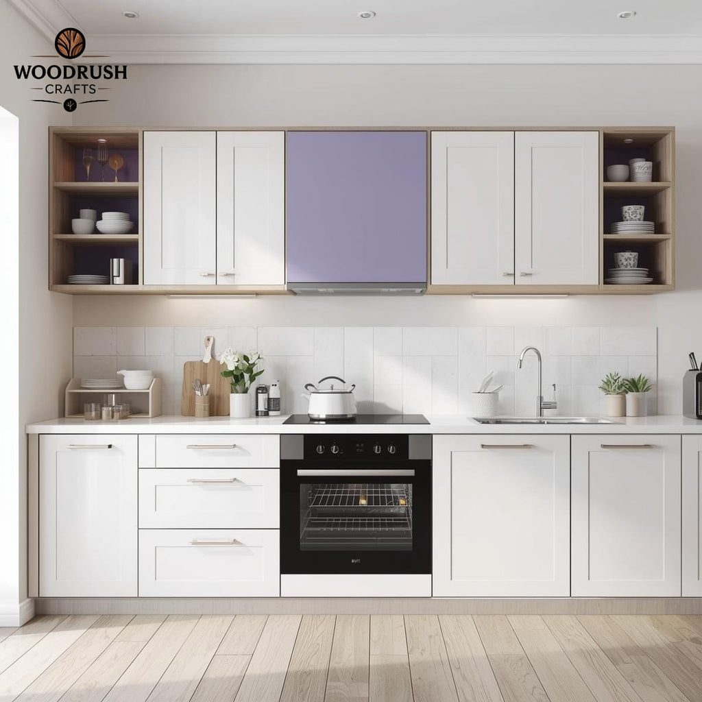 Handcrafted Wooden Kitchen Set – Light Purple & White with Built-In Accessories