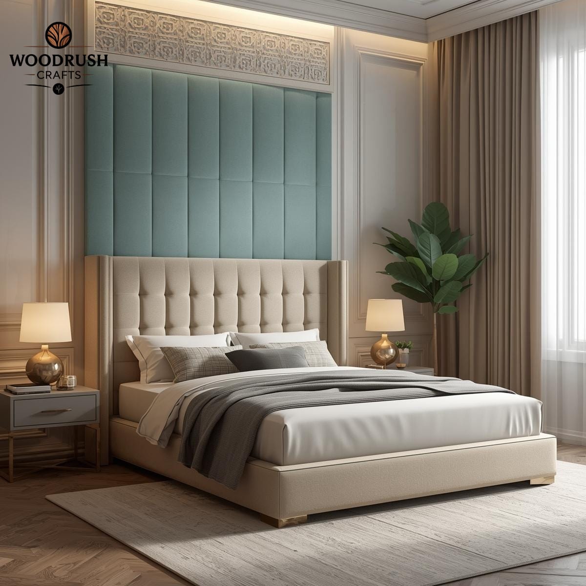 Handcrafted Upholstered Bed – Luxurious Poshish Finish for a Dream Bedroom