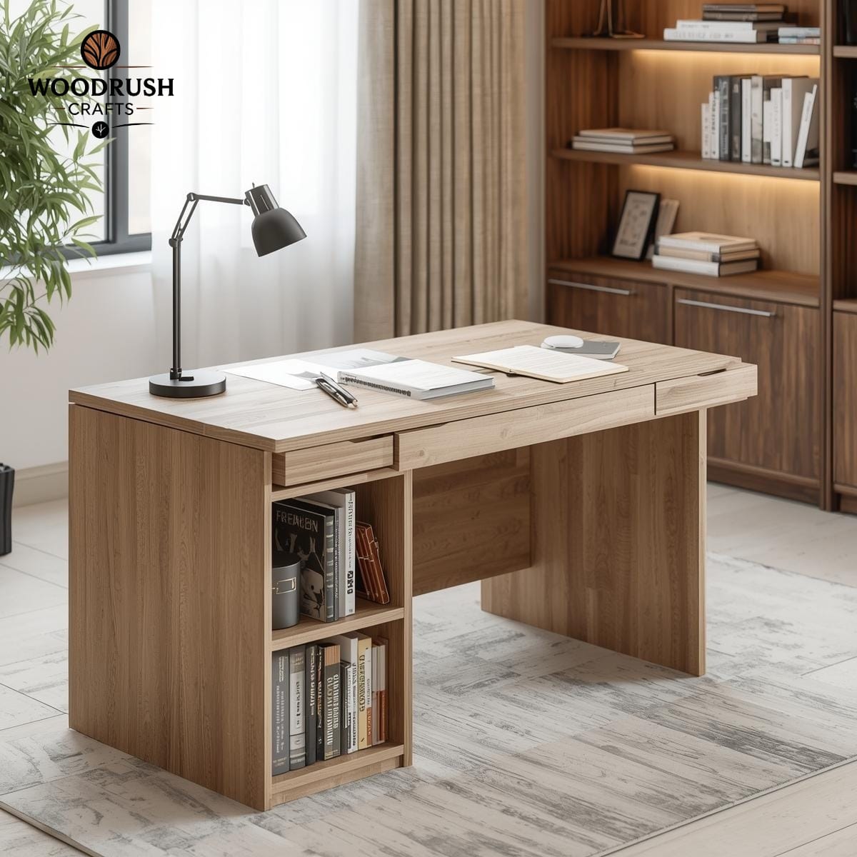 Modern Study Table – High Gloss Laminated Finish for a Sleek Workspace