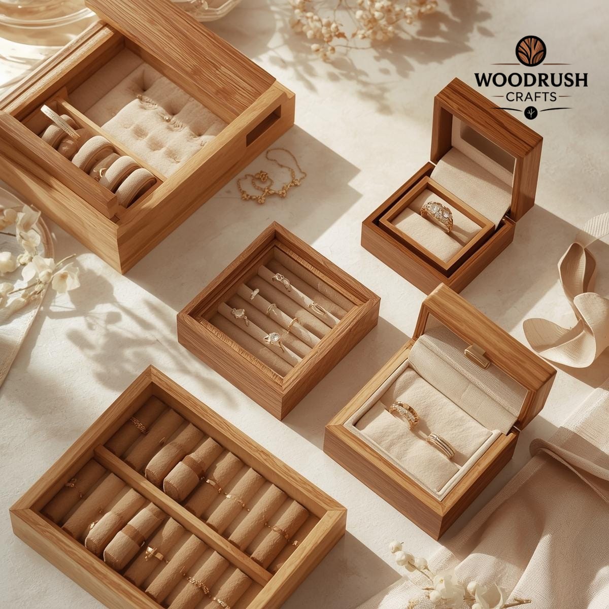 Handcrafted Wooden Jewellery Box Set — Elegant Storage for Your Most Precious Pieces