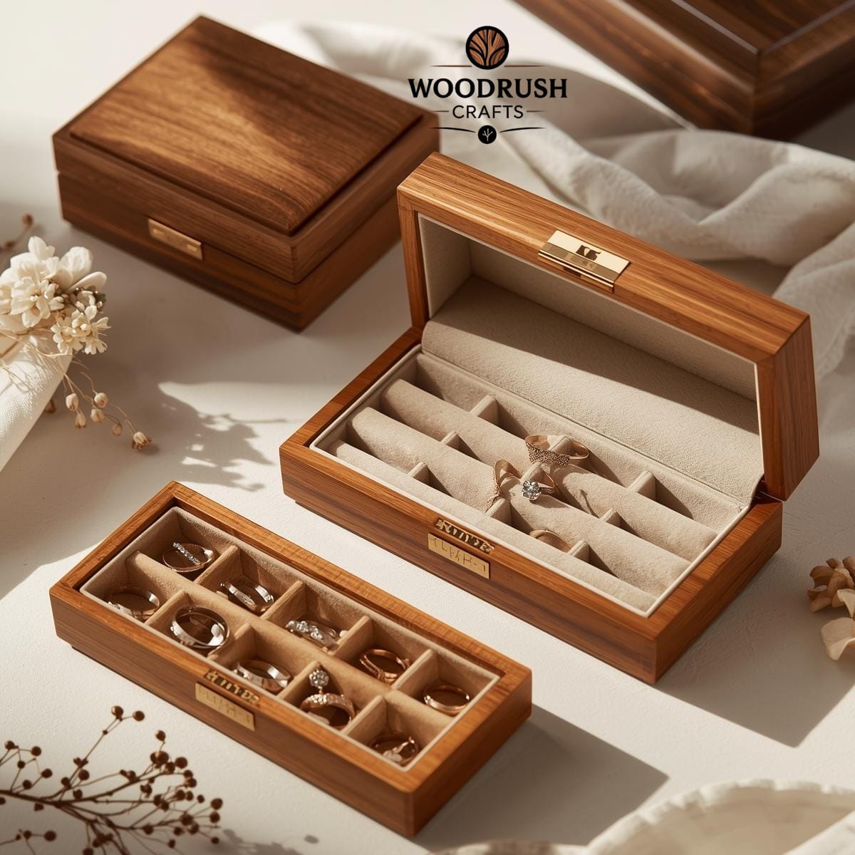Handcrafted Wooden Jewellery Box Set — Elegant Storage for Your Most Precious Pieces