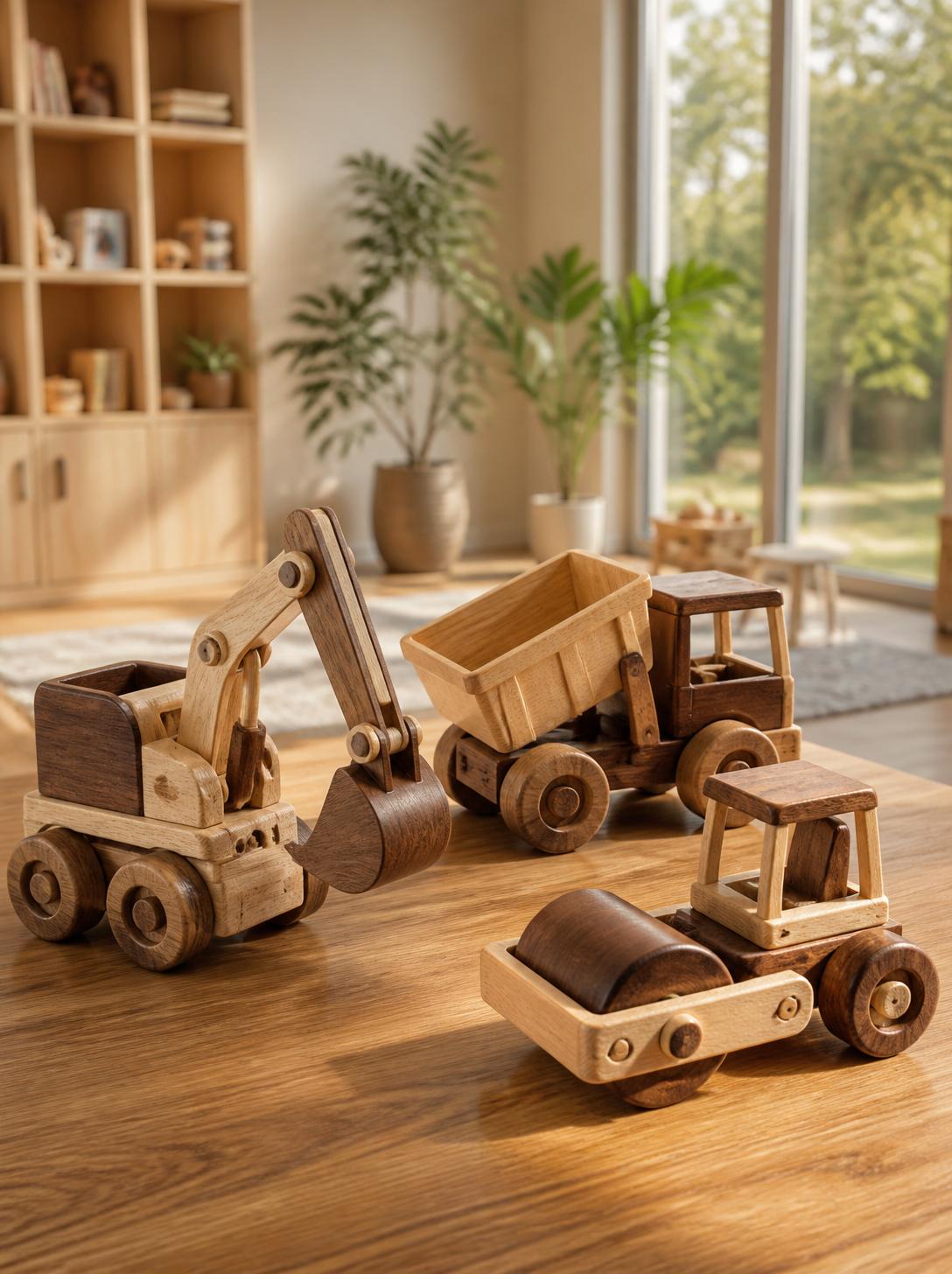 Handcrafted Wooden Toys Set of 5 — Cranes, Rulers & More | Learn Through Play