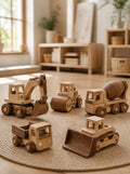 Handcrafted Wooden Toys Set of 5 — Cranes, Rulers & More | Learn Through Play