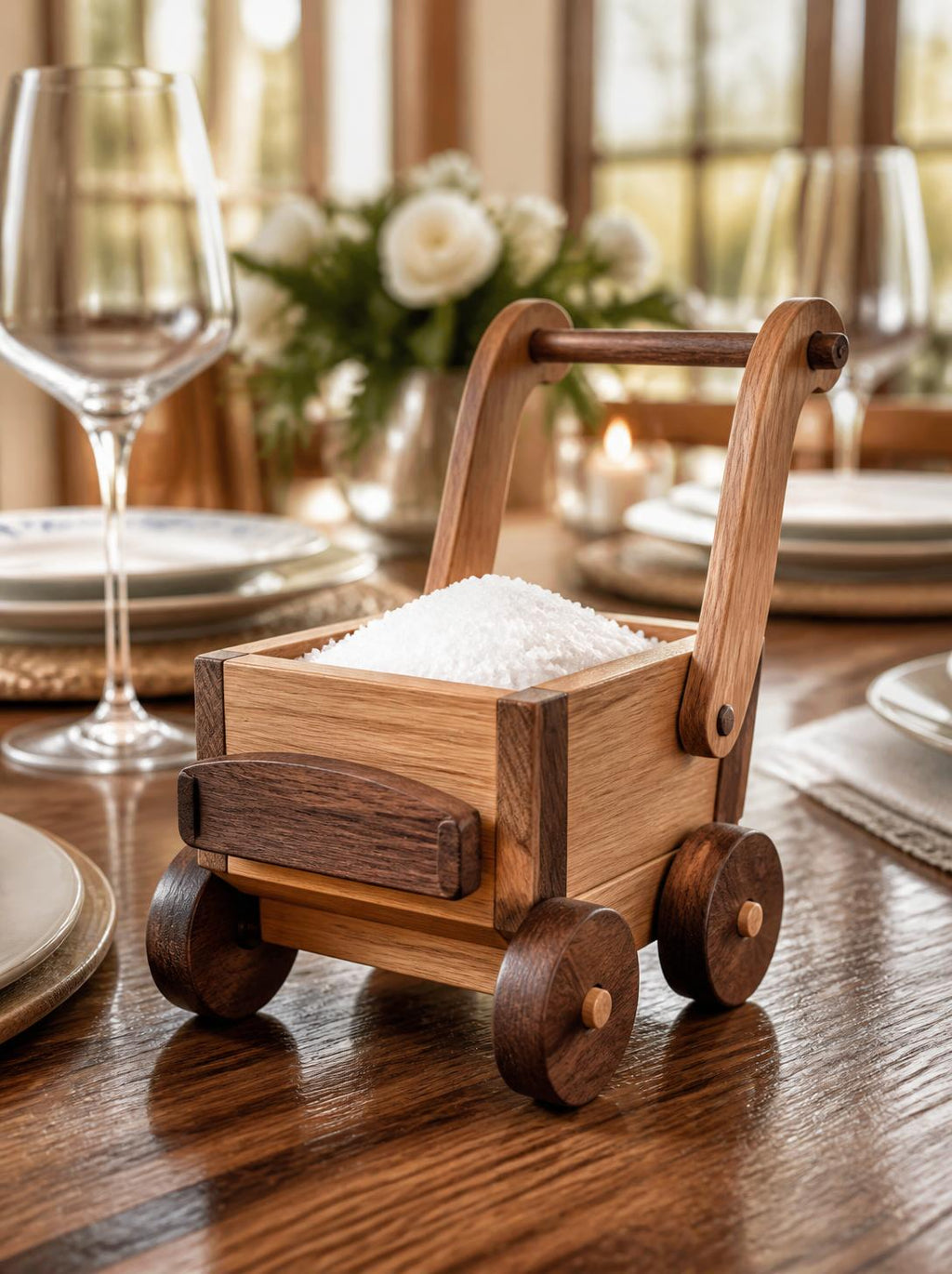Handcrafted Wooden Salt Trolley — Small