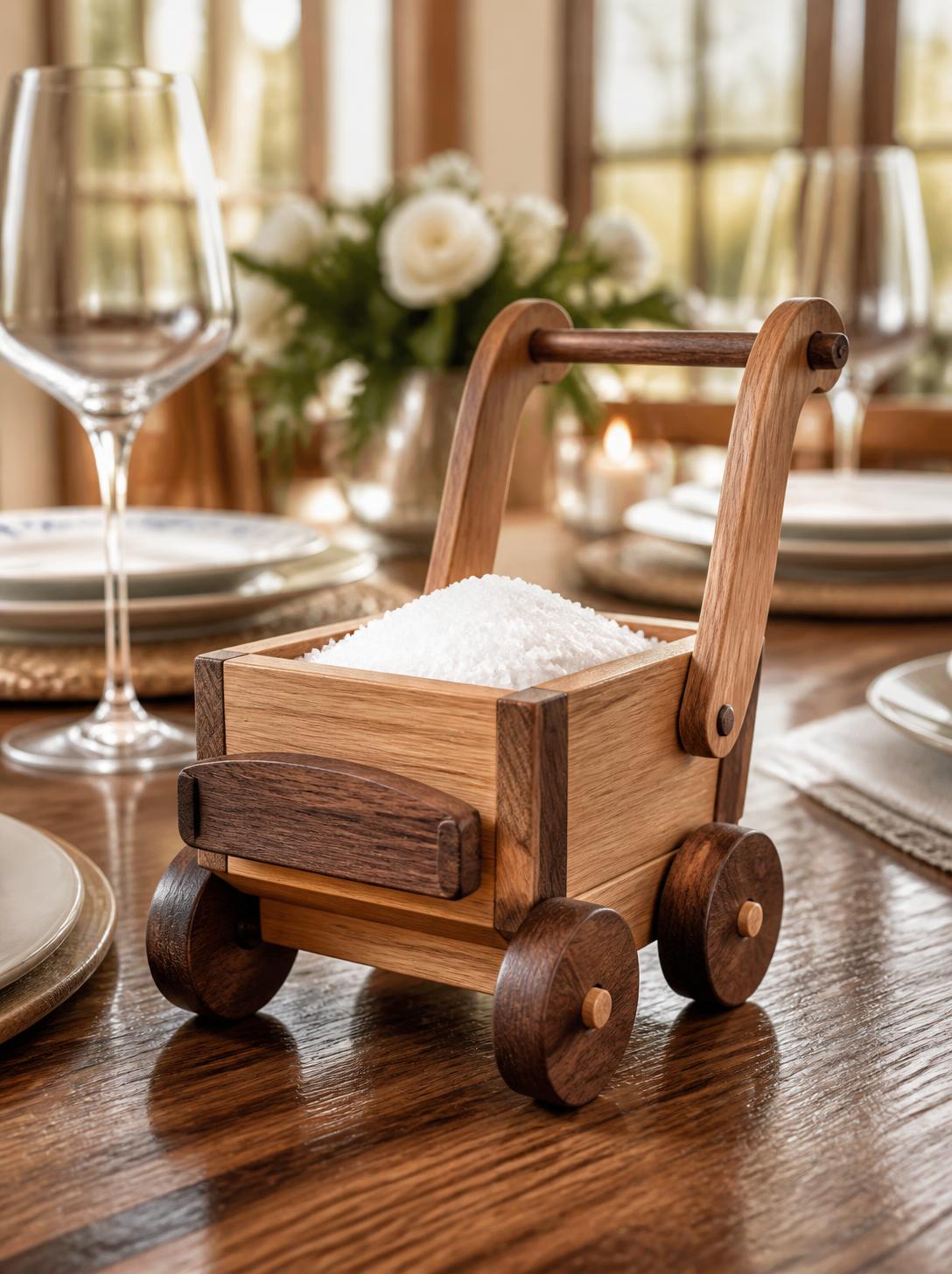 Handcrafted Wooden Salt Trolley — Small