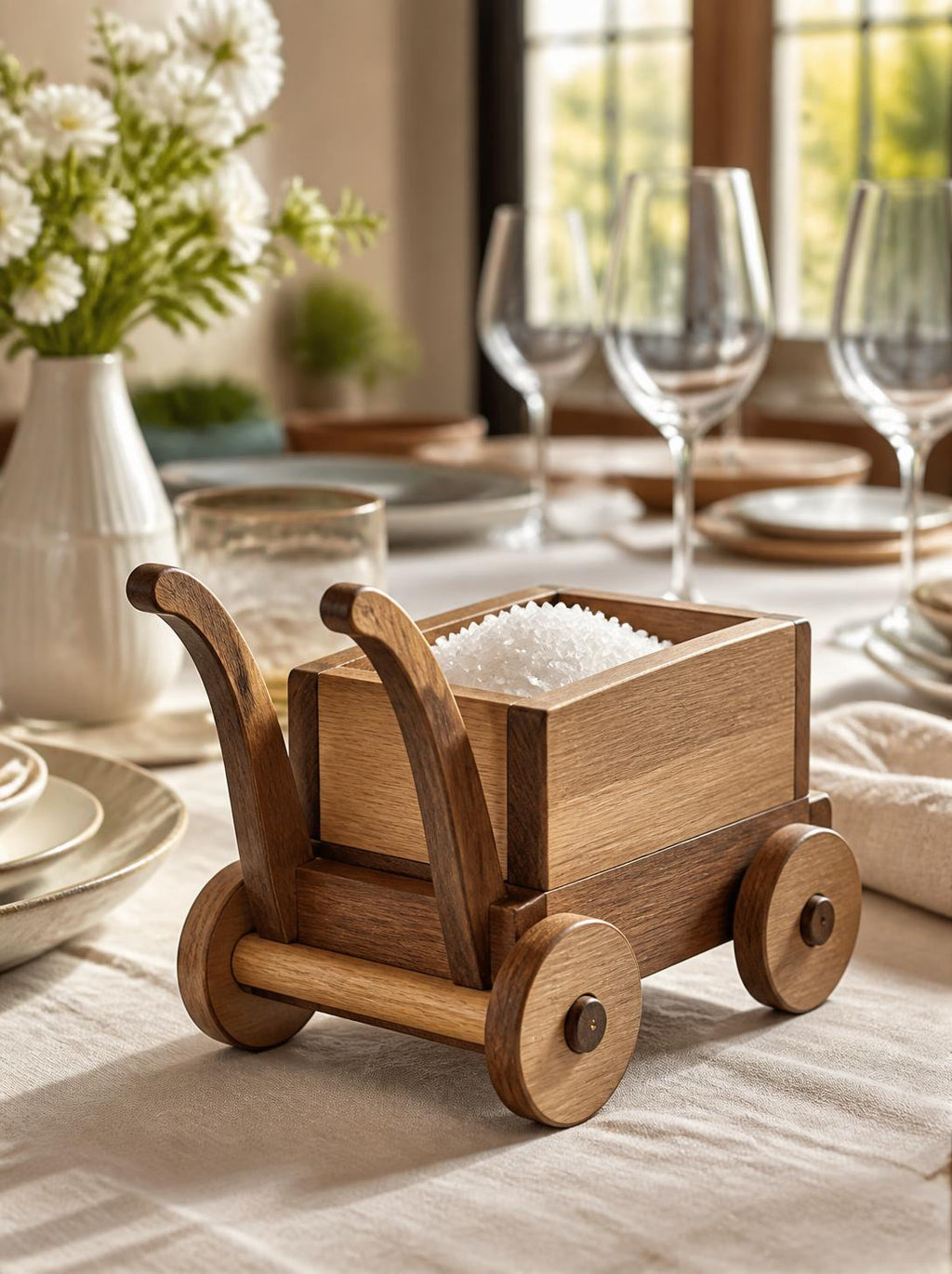 Handcrafted Wooden Salt Trolley — Small
