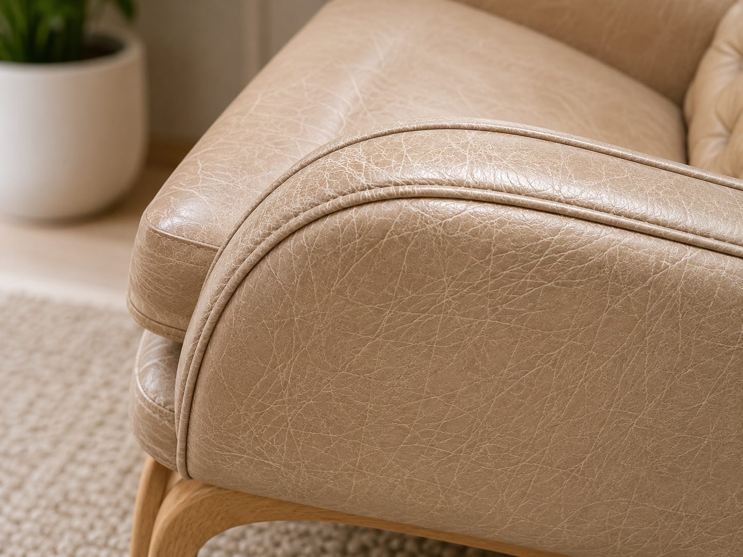 Luxury Bedroom Chair Set with Round Centre Table — Hand-Stitched Leather Upholstery