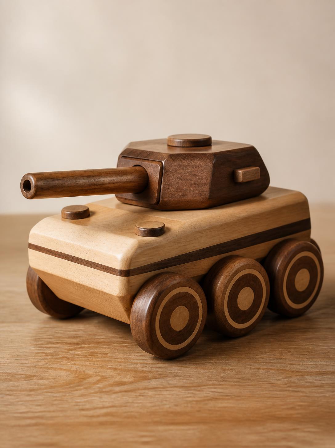 Handcrafted Wooden Small Toy Tank