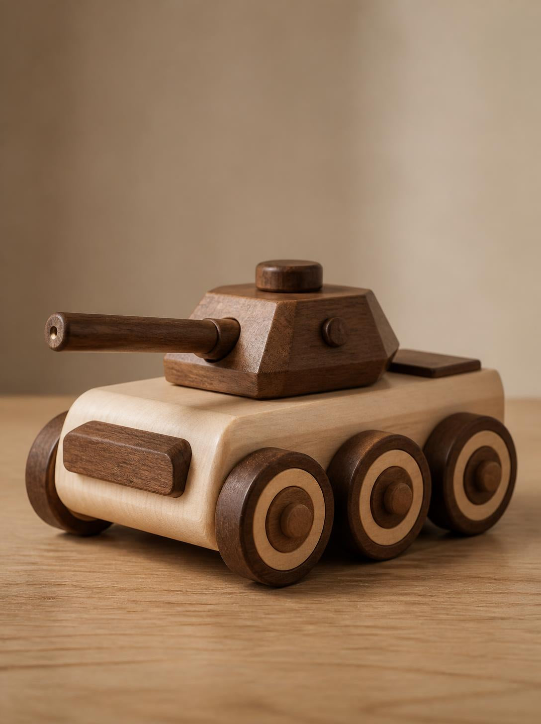 Handcrafted Wooden Small Toy Tank