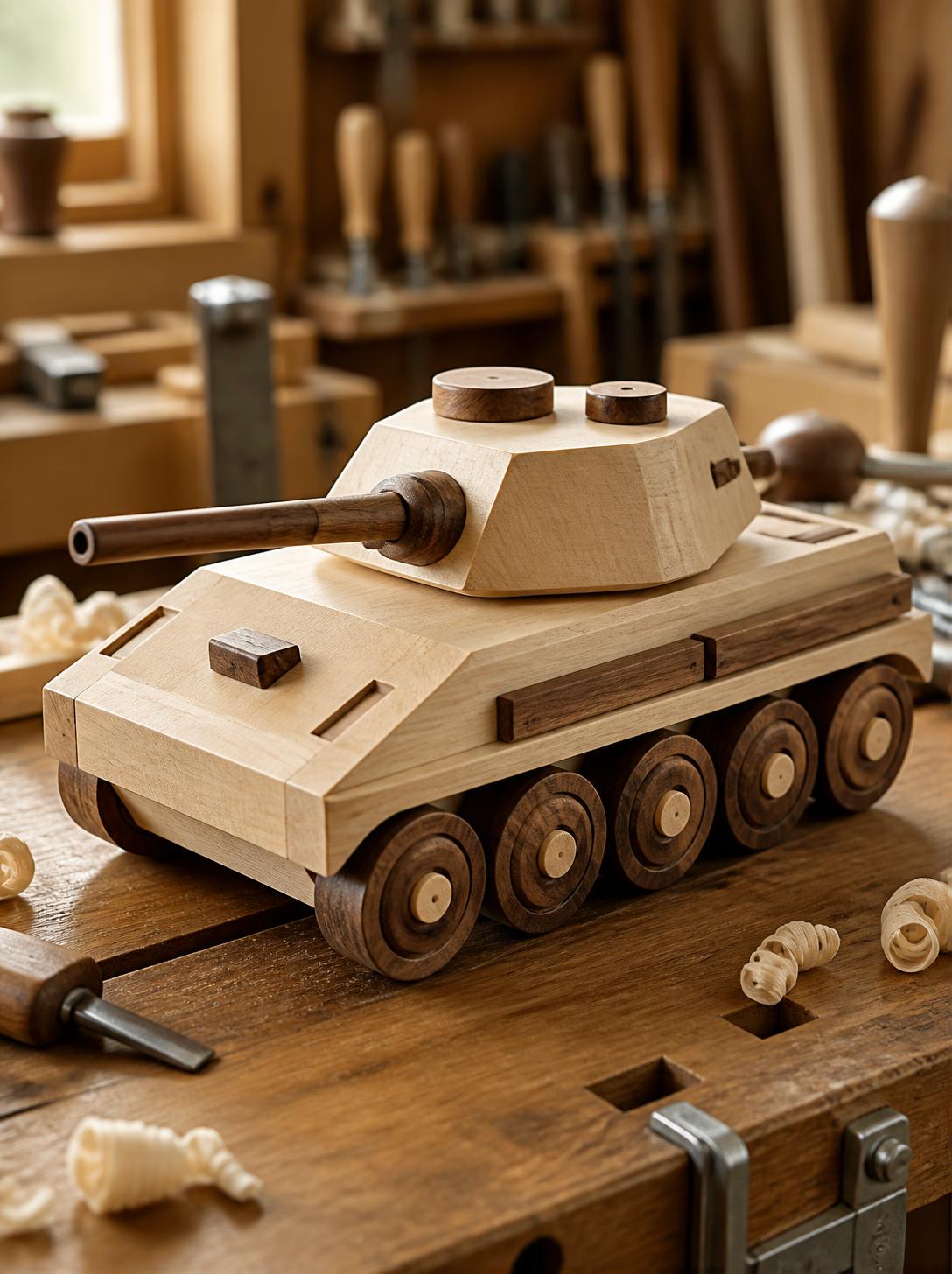 Handcrafted Wooden Toy Tank