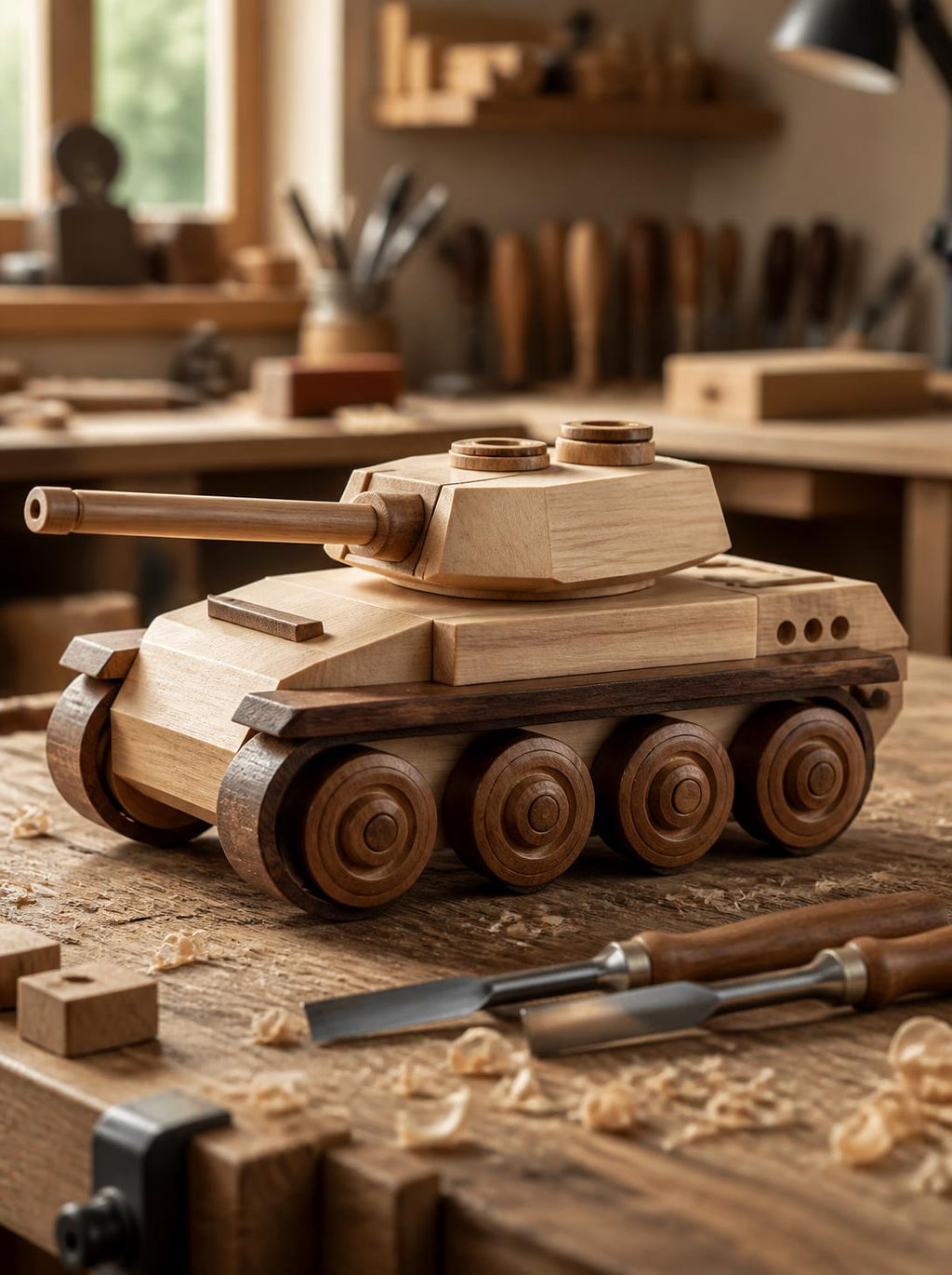 Handcrafted Wooden Toy Tank