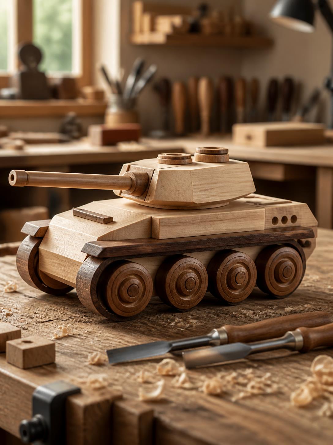 Handcrafted Wooden Toy Tank