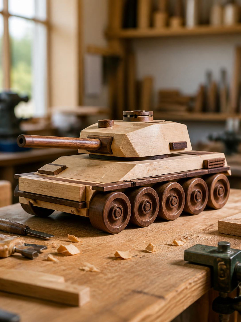 Handcrafted Wooden Toy Tank