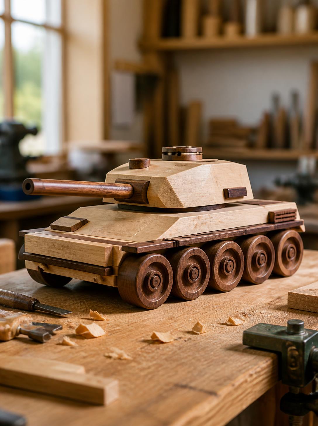 Handcrafted Wooden Toy Tank