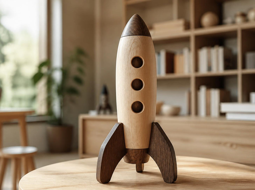 Handcrafted Wooden Small Toy Rocket