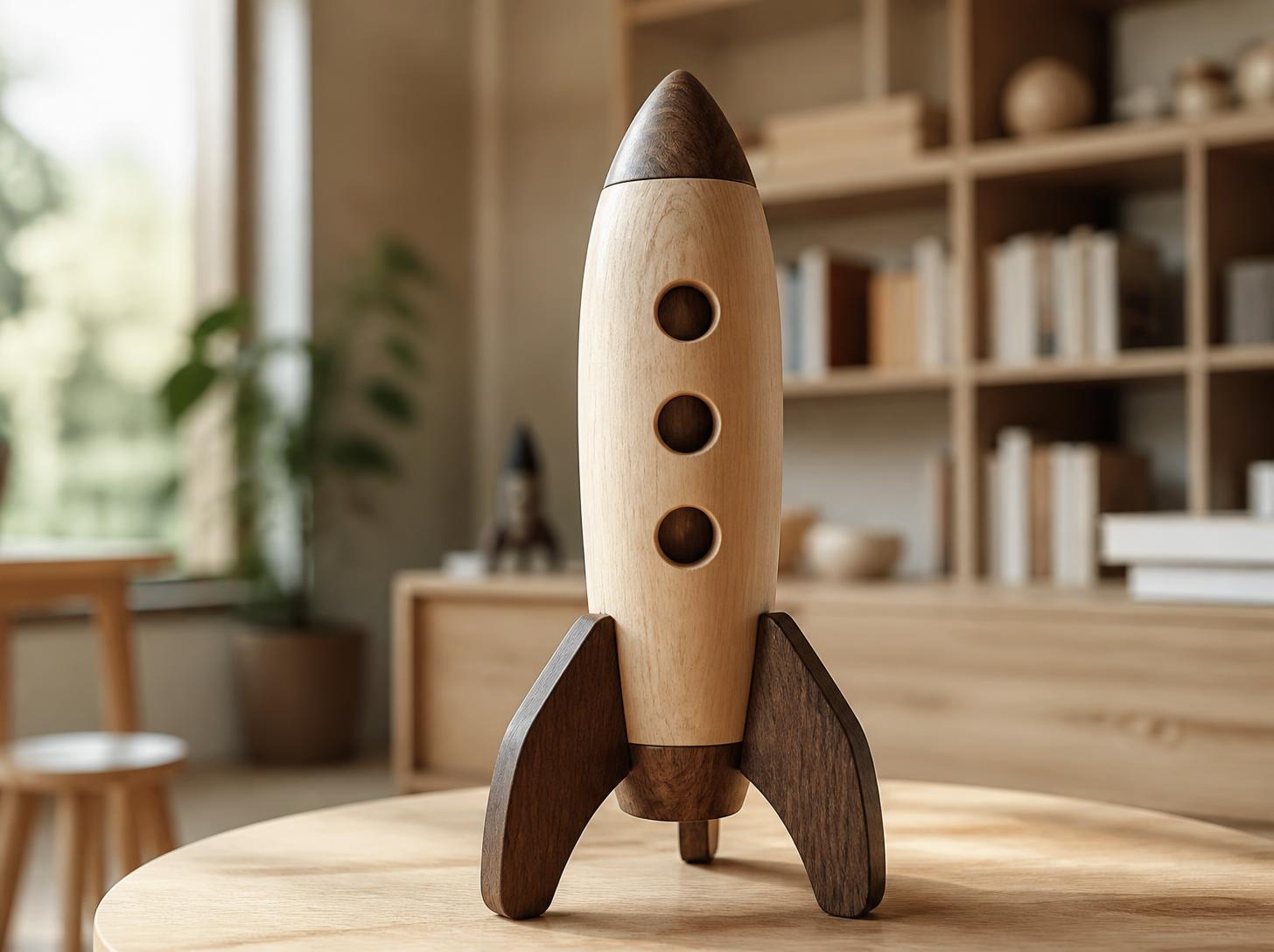 Handcrafted Wooden Small Toy Rocket