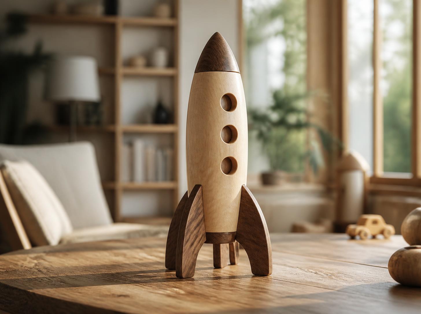 Handcrafted Wooden Small Toy Rocket