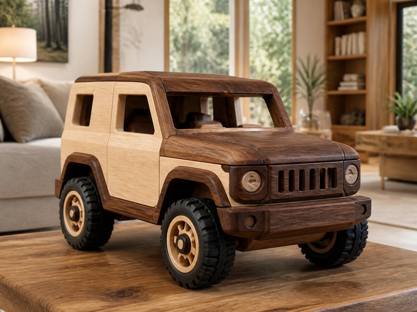 Handcrafted Wooden Toy Jeep