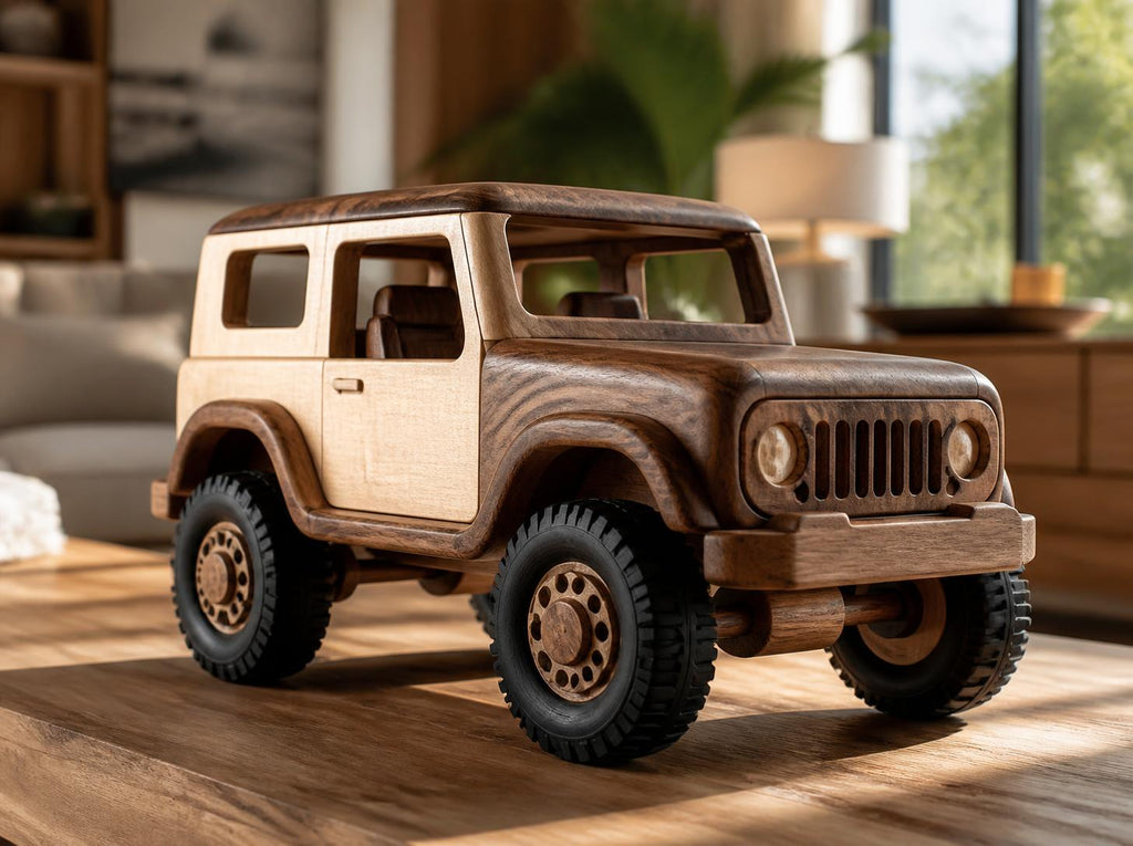Handcrafted Wooden Toy Jeep