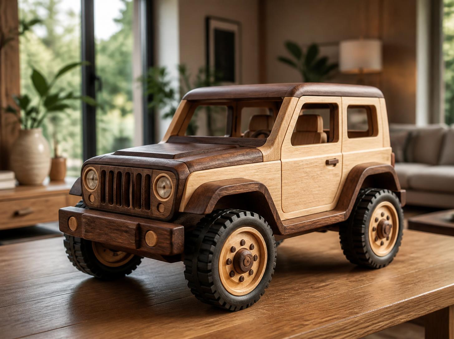 Handcrafted Wooden Toy Jeep