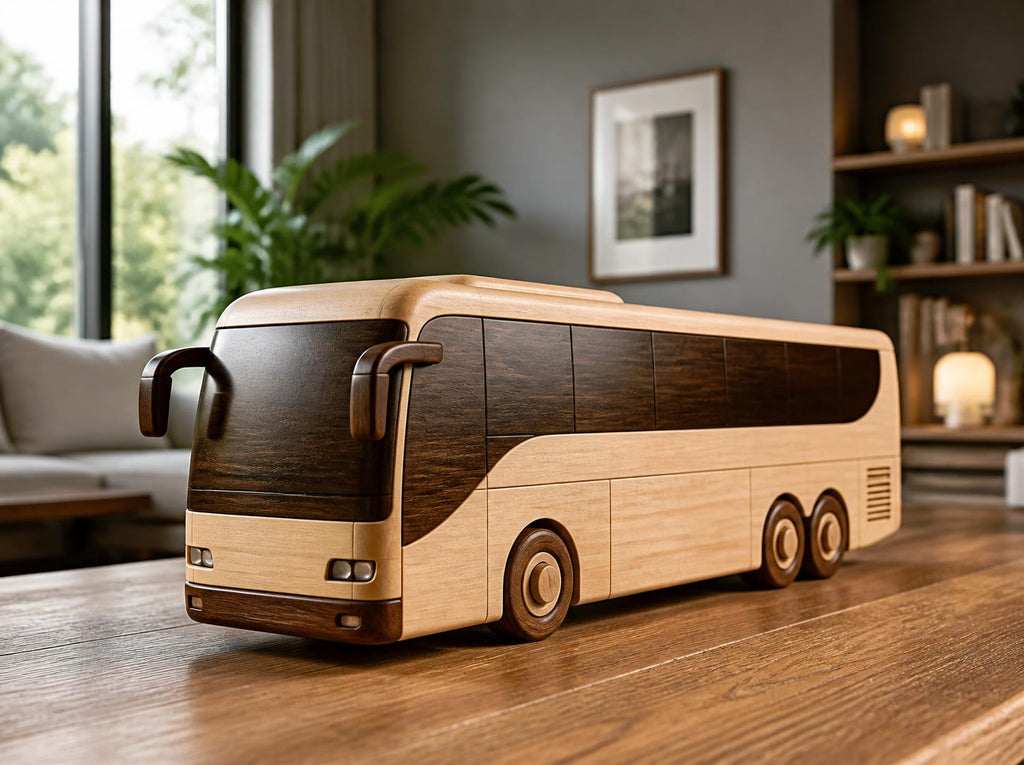 Handcrafted Wooden Toy Bus