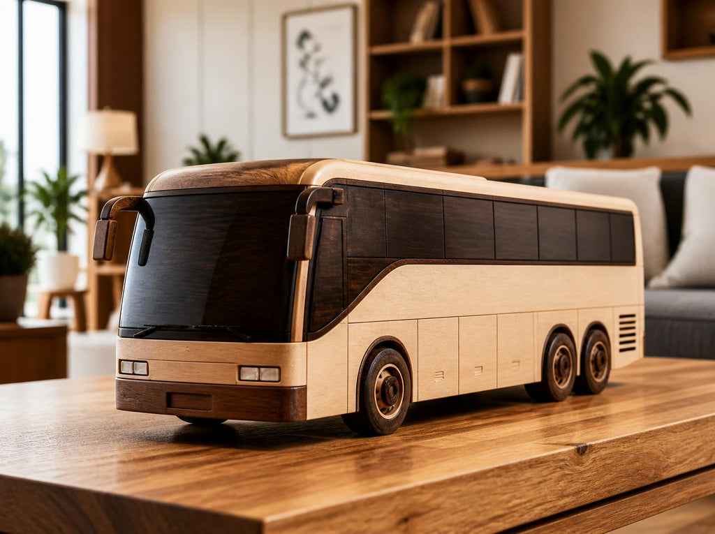 Handcrafted Wooden Toy Bus