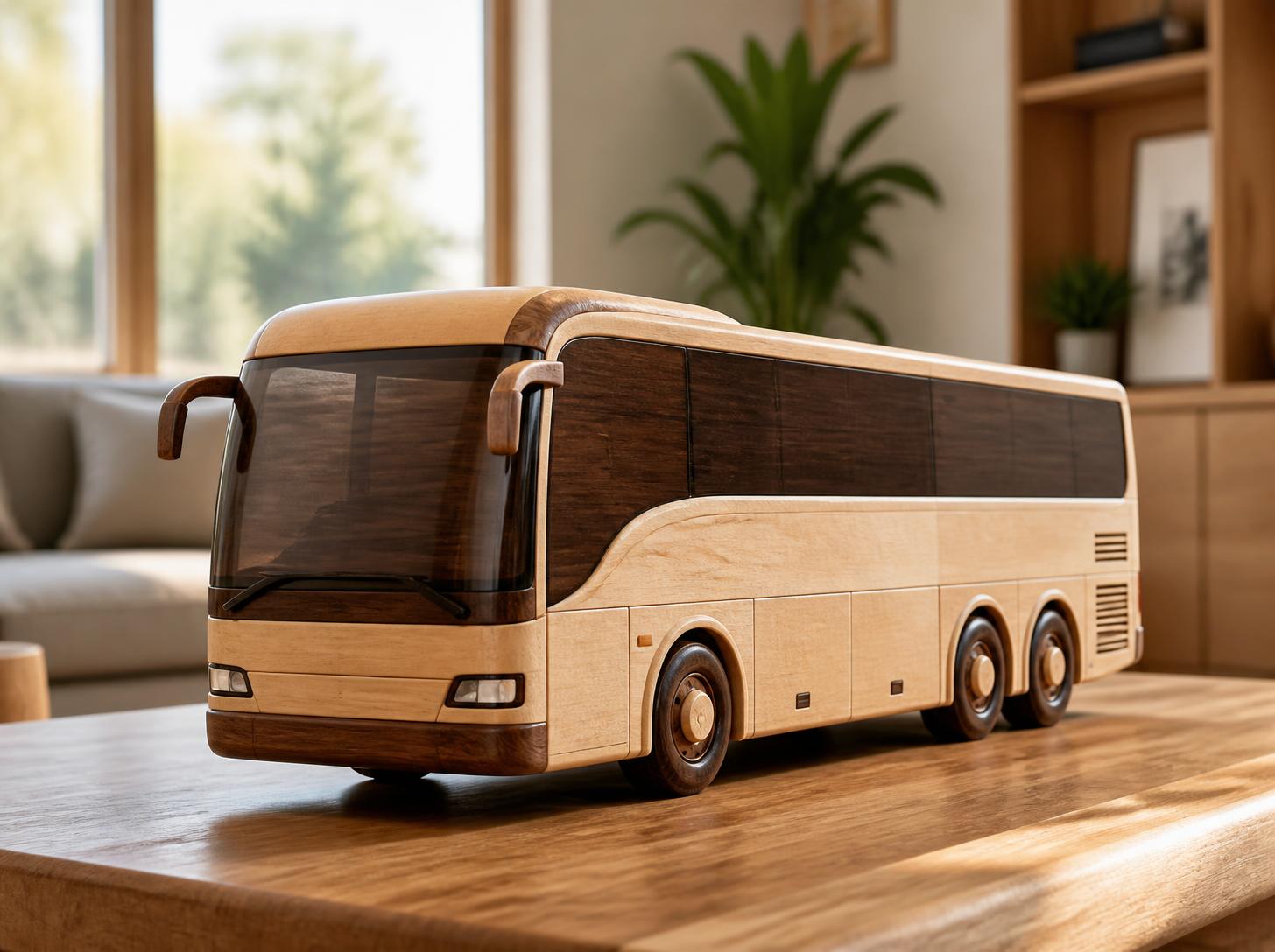 Handcrafted Wooden Toy Bus