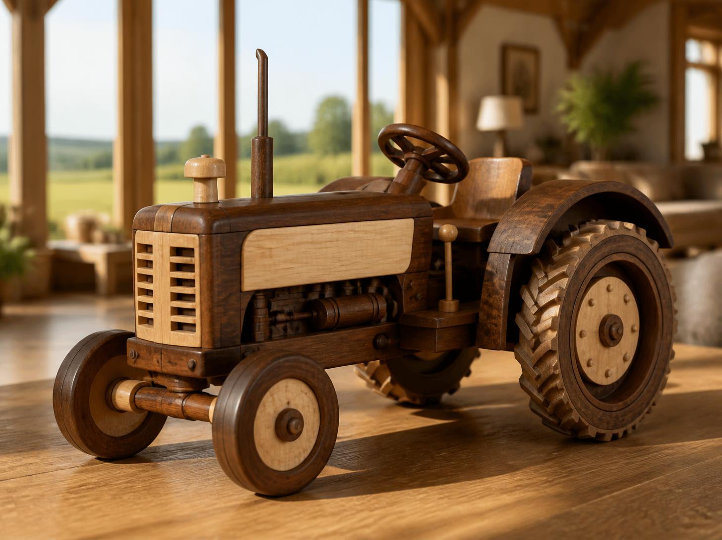Handcrafted Wooden Toy Tractor