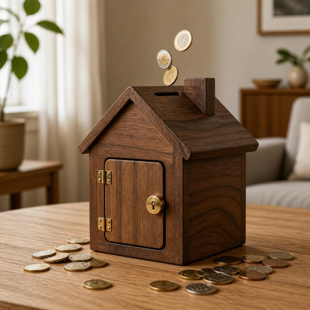 Handcrafted Wooden Coin Box with Lock