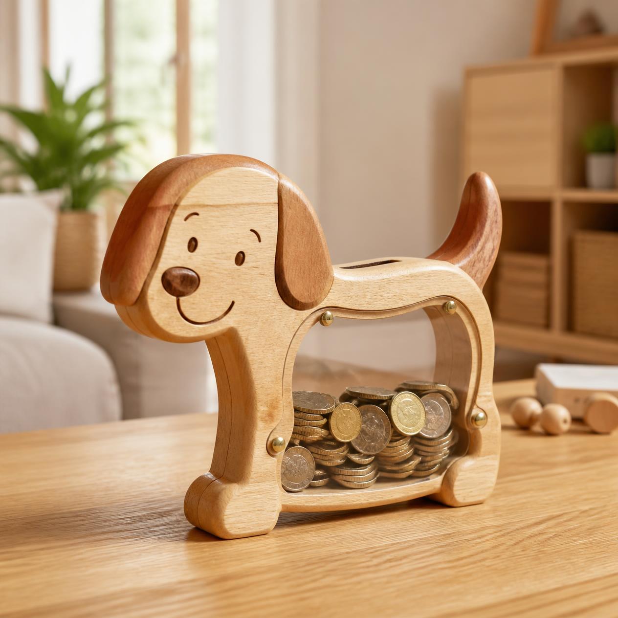 Handcrafted Wooden Pet Style Coin Box