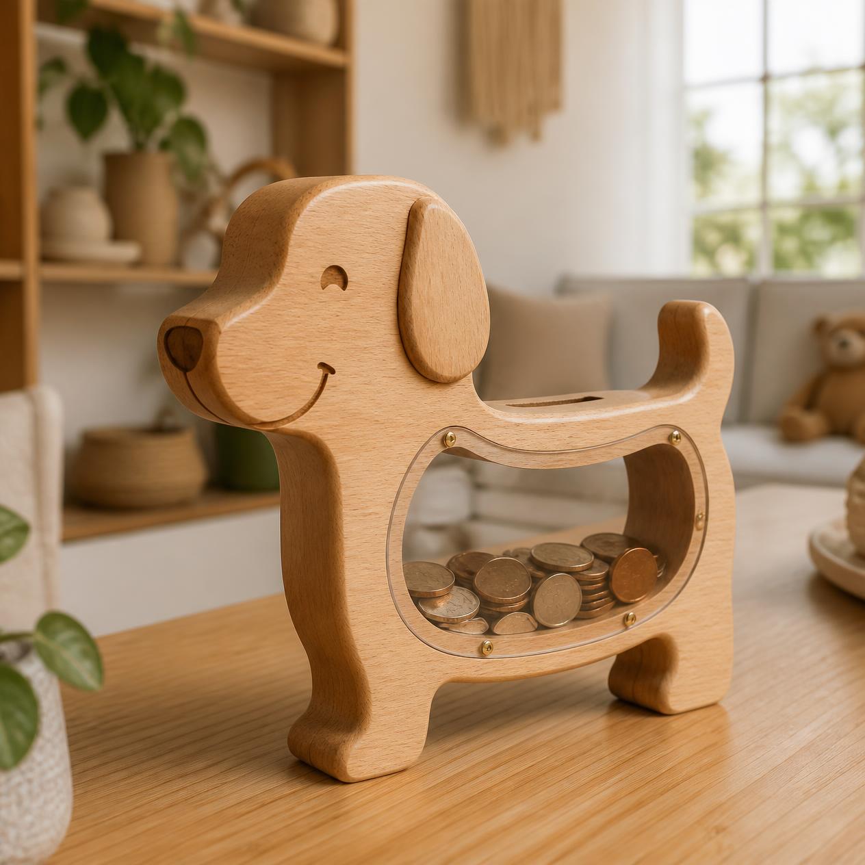 Handcrafted Wooden Pet Style Coin Box