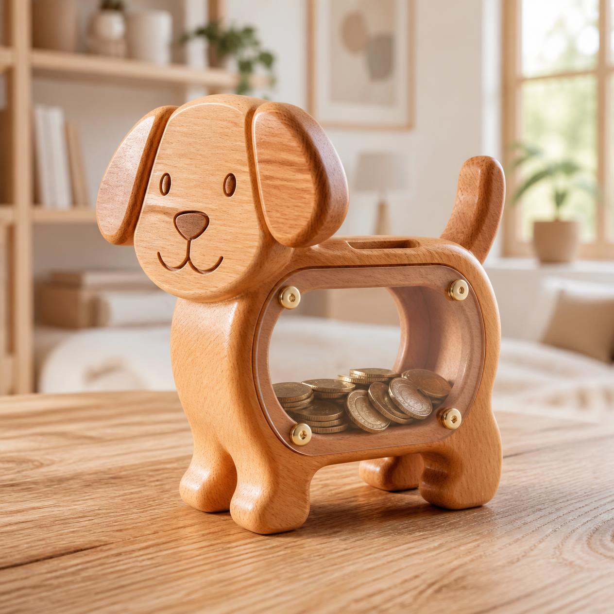 Handcrafted Wooden Pet Style Coin Box