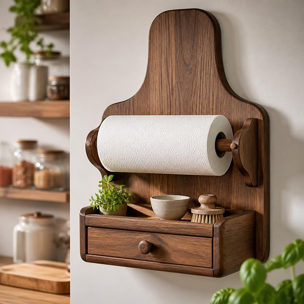 Handcrafted Wooden Tissue Holder with Drawer