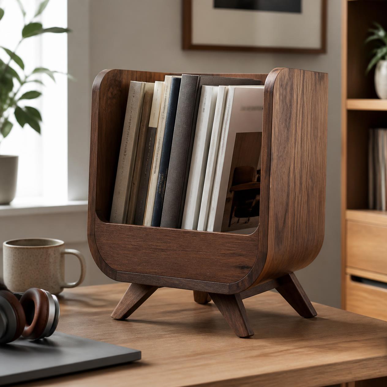 Handcrafted Wooden Desktop Book Rack