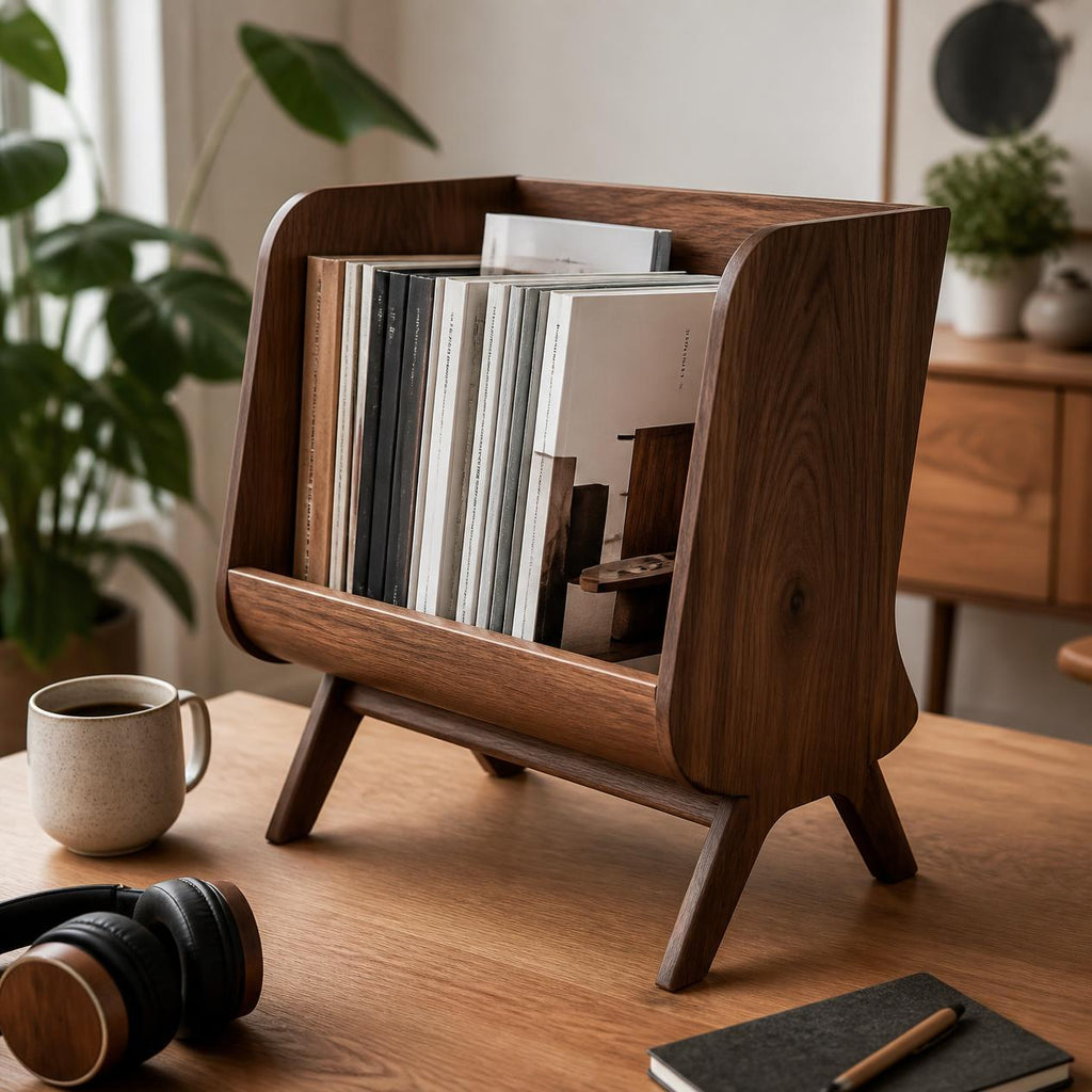 Handcrafted Wooden Desktop Book Rack