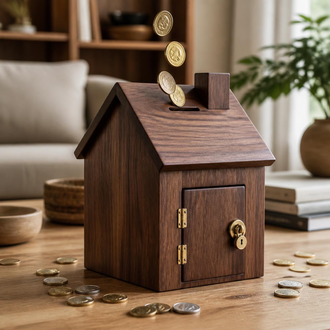 Handcrafted Wooden Coin Box with Lock